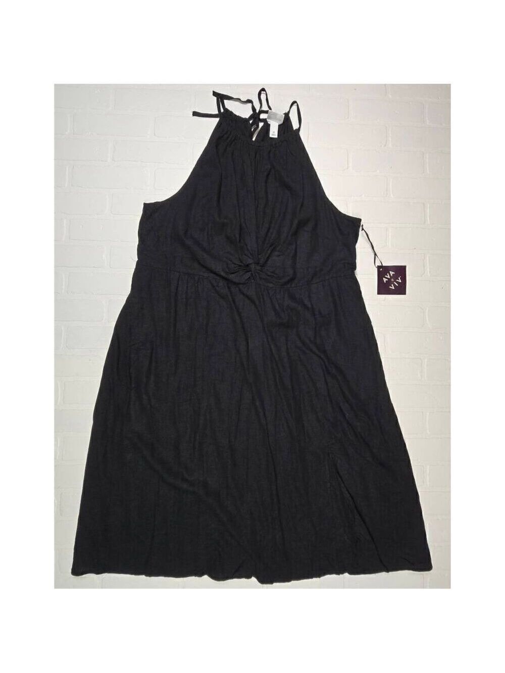Ava & Viv Black Halter Style Dress 2X